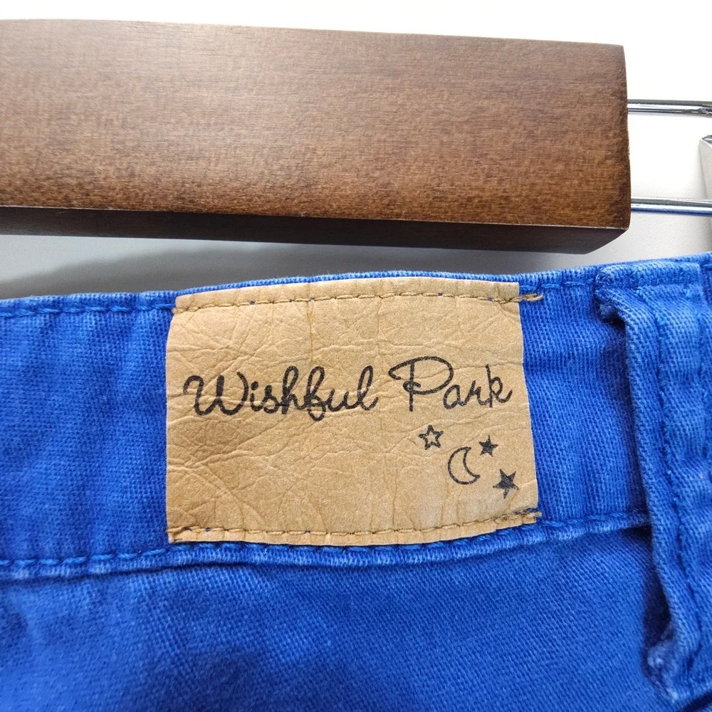 Y2K Wishful Park Shorts Womens 1 Blue Low Rise Whiskered Denim Hot Pants - Picture 8 of 8